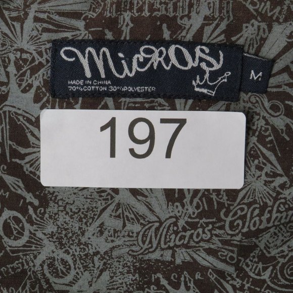 Micros* Men's Short Sleeve Button Down Snap Shirt Size‎ Medium~ One Front Pocket - Picture 3 of 8